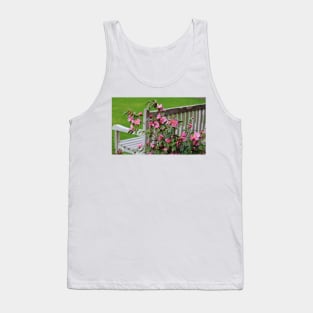 Pink Flowers By The Bench Tank Top